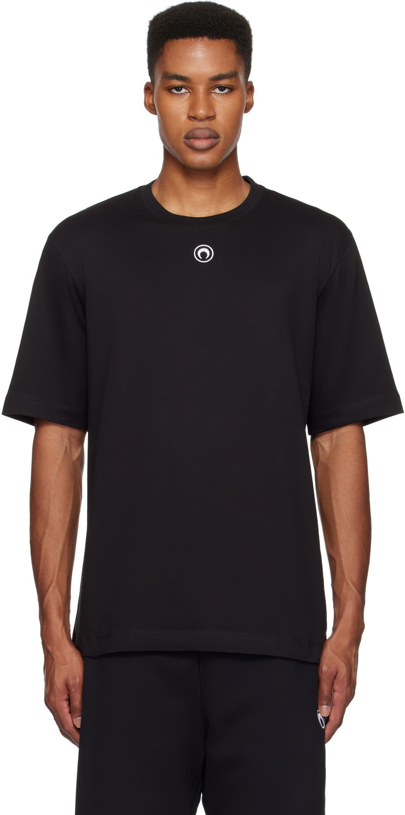T-shirt Marine Serre Organic Cotton Plain T-Shirt Sort | MTT077A CJER0009