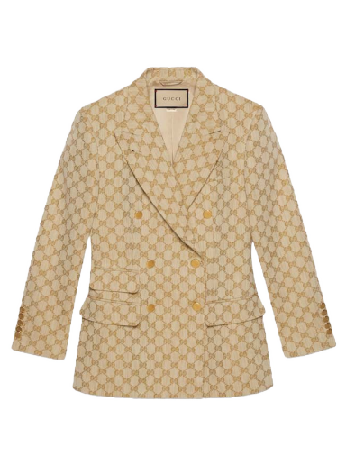 Jakke Gucci GG Linen Cotton Jacquard Jacket Beige | 756559 ZAMC5 2254