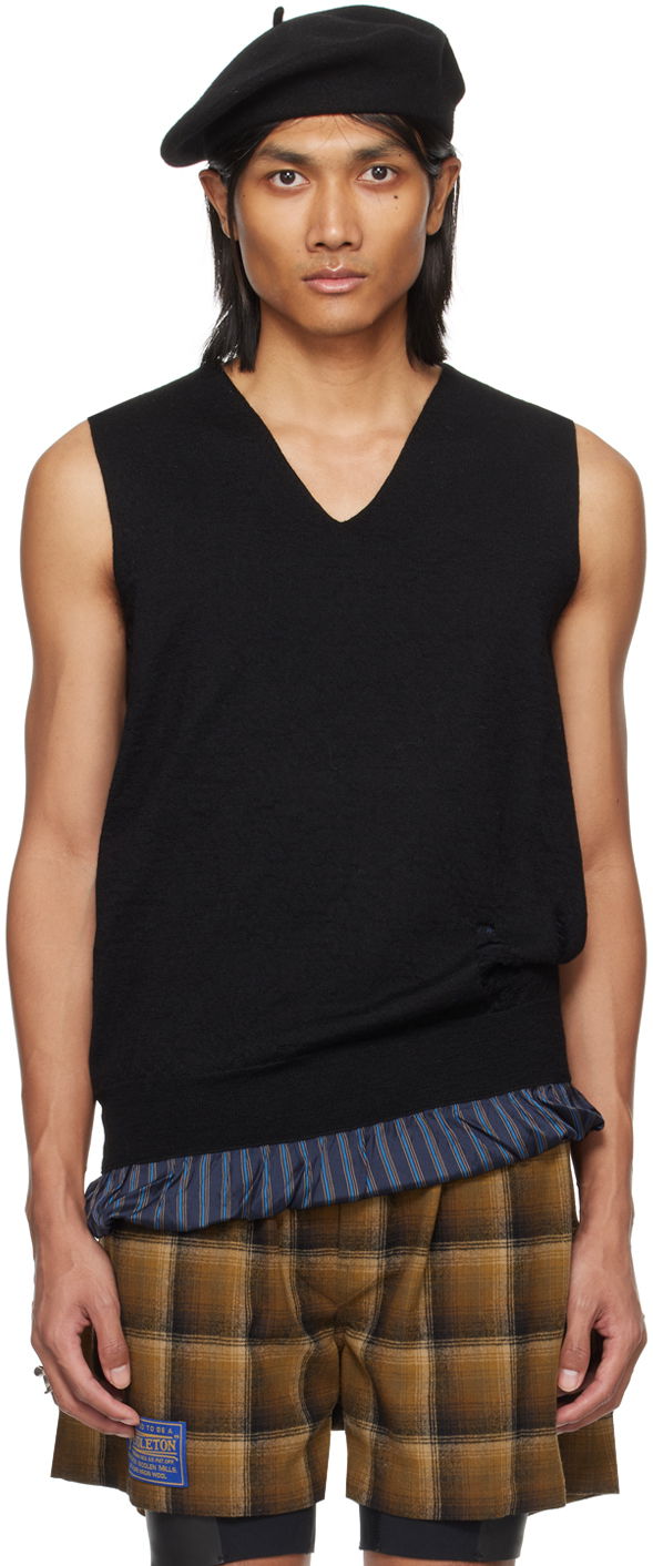 Sweater Maison Margiela Distressed Vest Sort | SI1HA0007 S17797