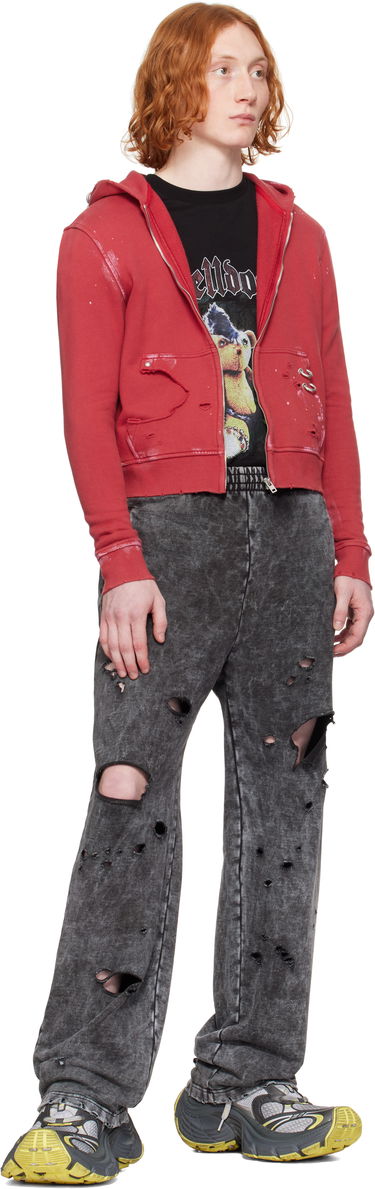 Sweatshirt We11done We11done Pierced Zip-Up Hoodie Rød | WD-TJ0-25-821-U-RD, 3