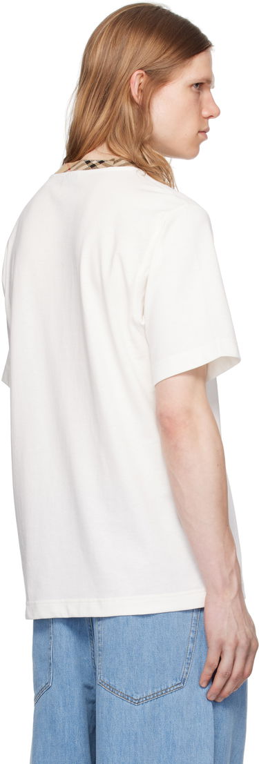 T-shirt Burberry Burberry Cotton T-Shirt with Check Trim Hvid | 8110100, 2