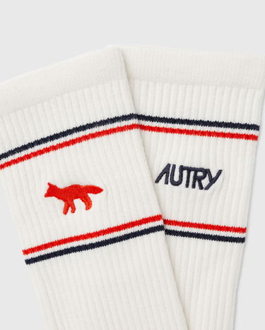 Sokker Autry Autry x Maison Kitsuné Crew Socks Hvid | SOPUMK4W, 1