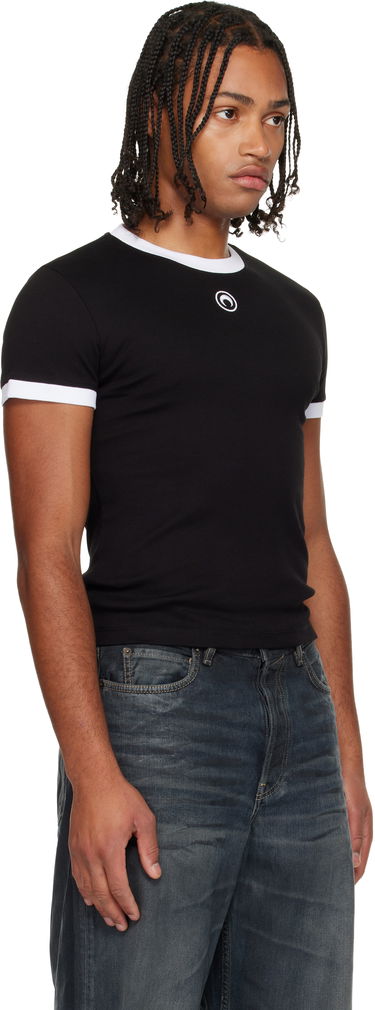 T-shirt Marine Serre Moon Logo Bicolor Jersey Baby Fit T-shirt Hvid | UTT010ACJER0008, 4