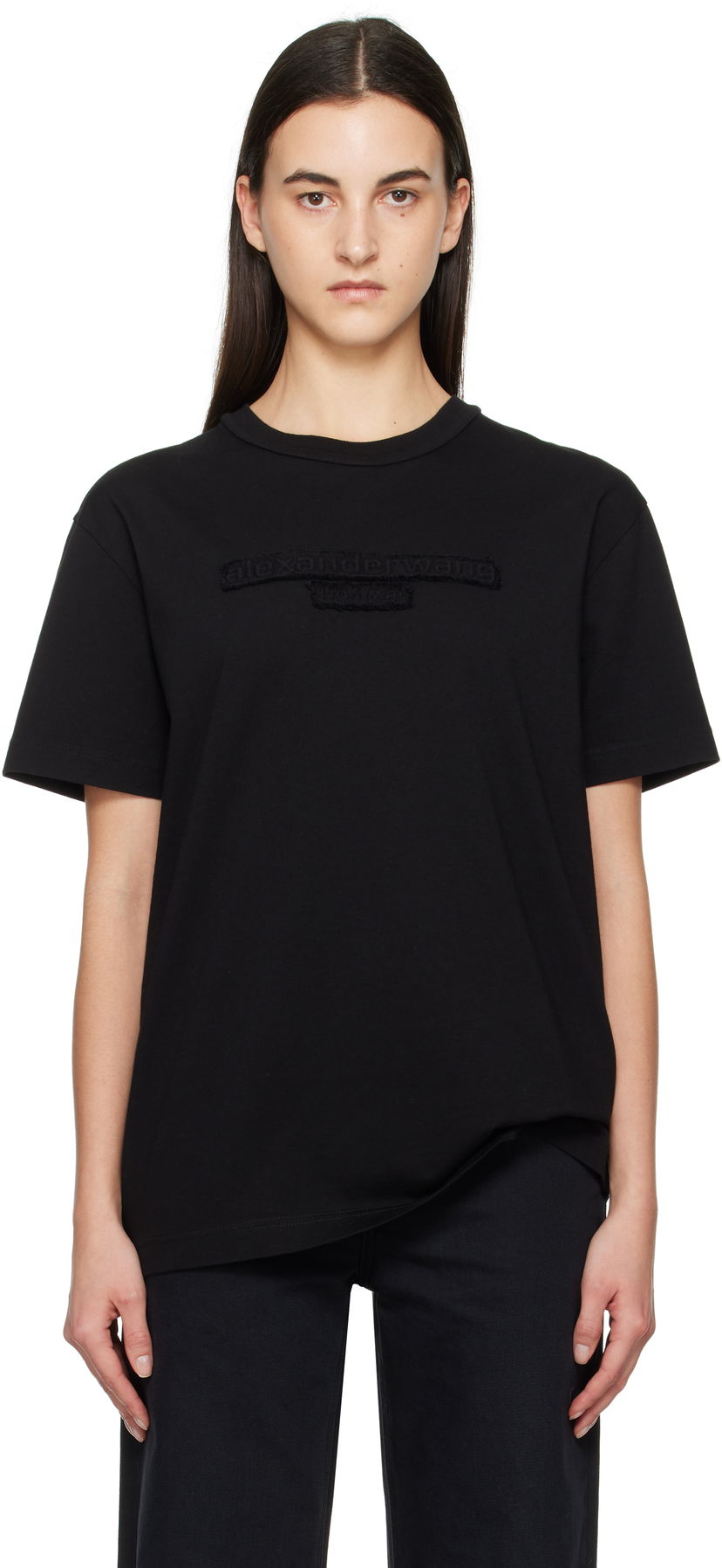 T-shirt Alexander Wang Distressed Logo T-Shirt Sort | UCC1251786