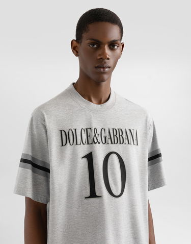 T-shirt Dolce & Gabbana Dolce & Gabbana Cotton T-Shirt with Logo and Number 10 Print Grå | G8SH7TG7O2OS8290, 3