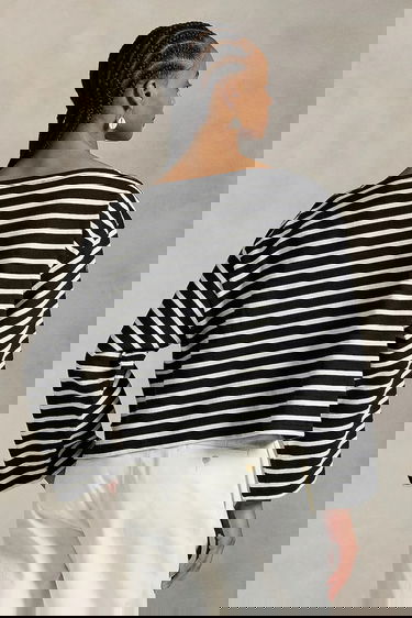 T-shirt Polo by Ralph Lauren Polo Ralph Lauren Striped Cropped Long Sleeve T-Shirt Sort | 211959103, 1