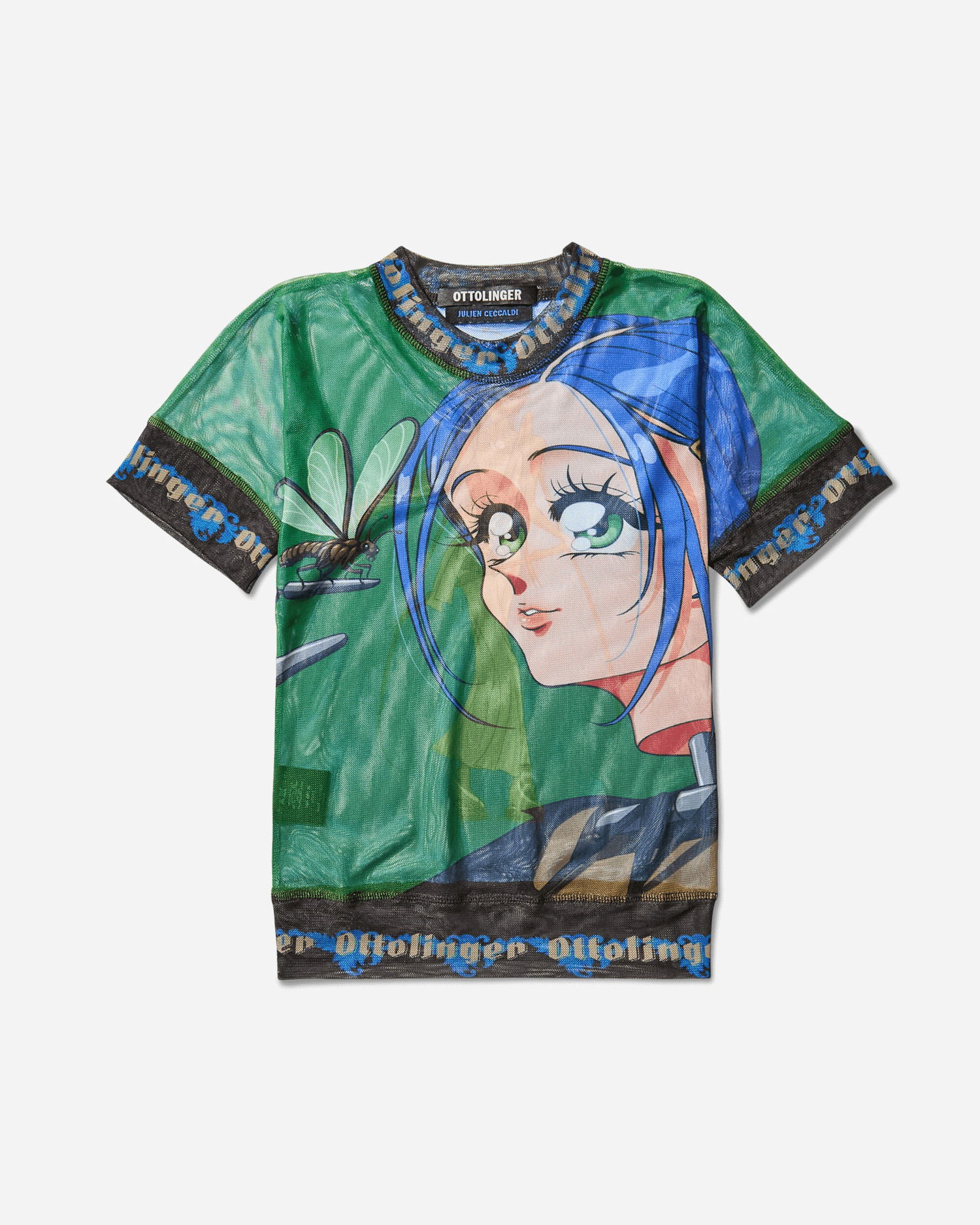 T-shirt Ottolinger Julien Ceccaldi Printed Mesh T-Shirt Blå | 10110040105 PRIGRN, 1