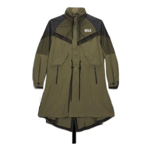 Parka Nike Funnel-Neck Oversized-Fit Shell Trench Jacket by Sacai Grøn | DQ9028-222, 0