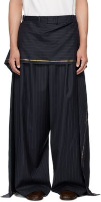 Hed Mayner Pinstriped Wide-Leg Wool Suiting Trousers