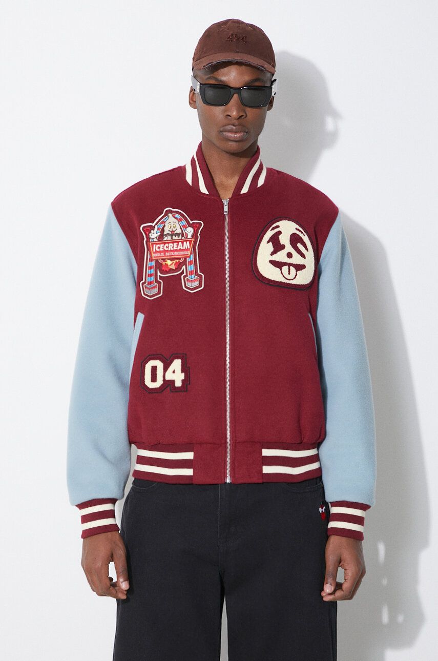 Bomberjakke BBC IceCream ICECREAM Diner Team Varsity Bomber Jacket Bourgogne | IC24106, 0