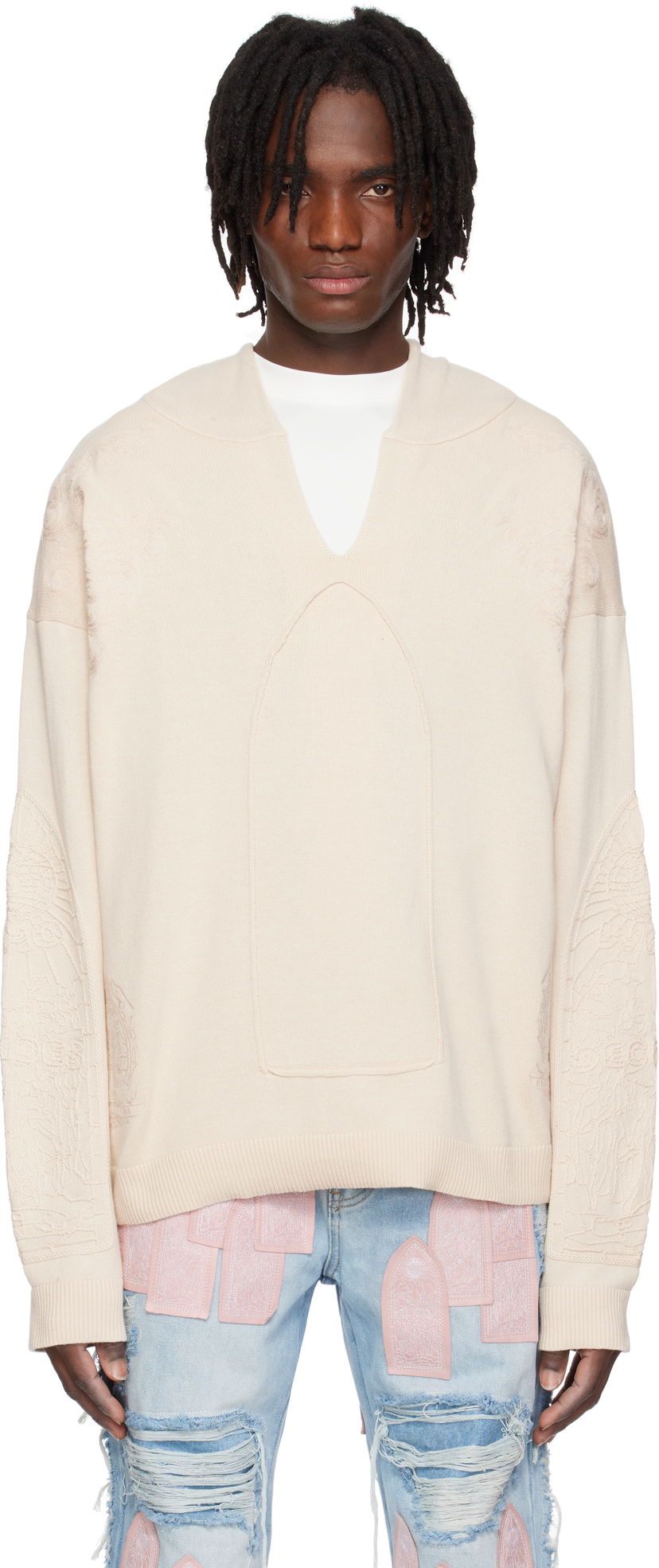 Sweater Who Decides War Who Decides War Whim Embroidered Detail Knit Sweater Beige | 1110640022SS25