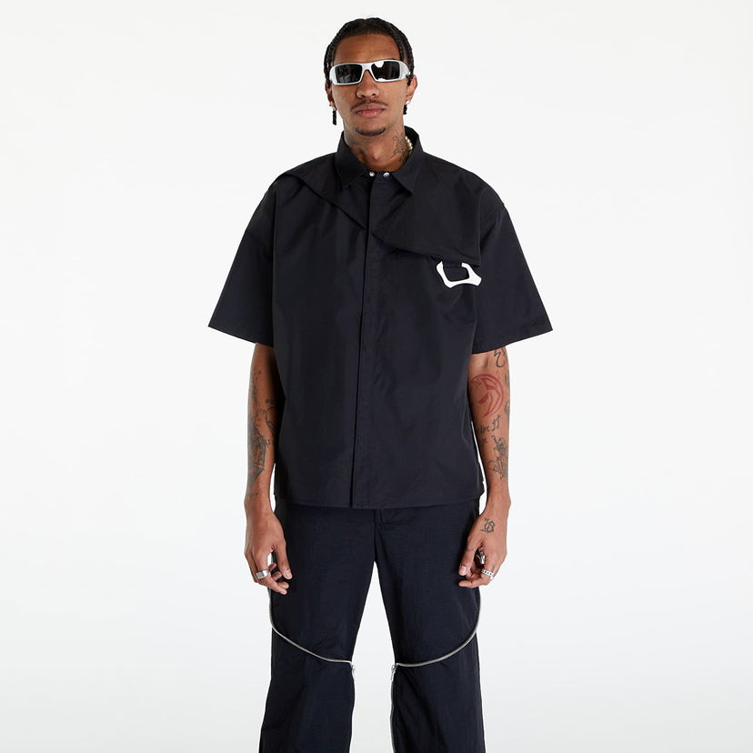Skjorte HELIOT EMIL Short Sleeve Nylon Shirt with Carabiner Sort | HE_M_05_018_P04_BLK01