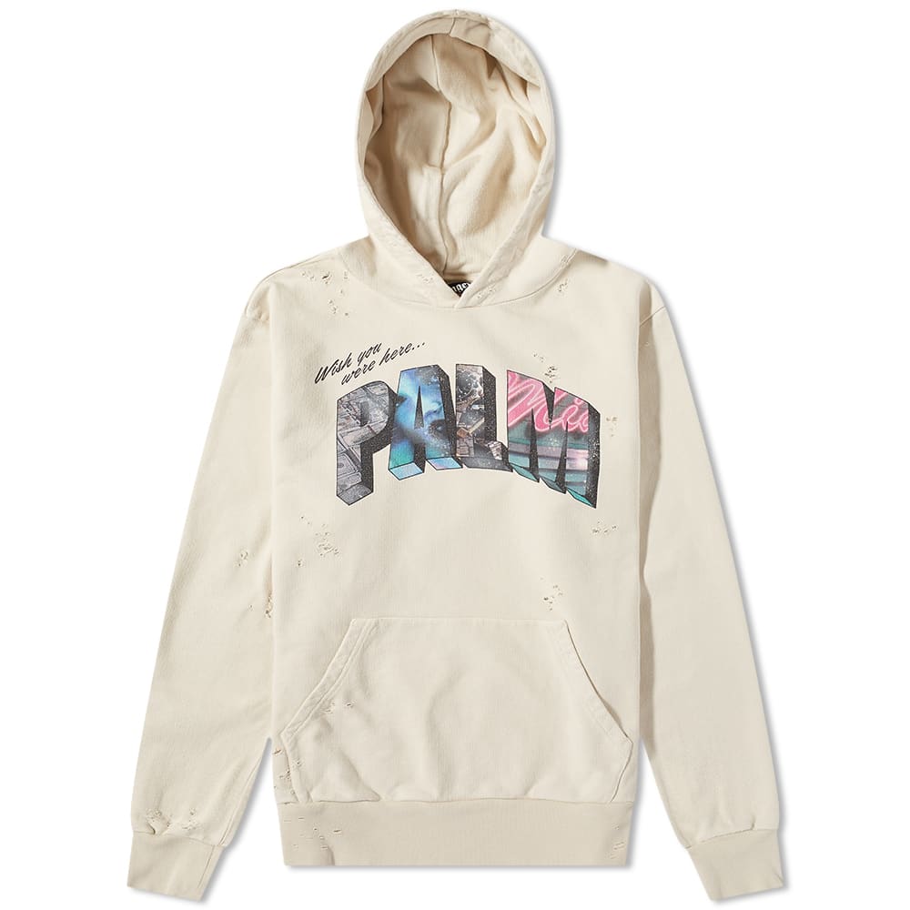 Sweatshirt Palm Angels Sign Popover Hoody Beige | PMBB117S23FLE0100184, 0