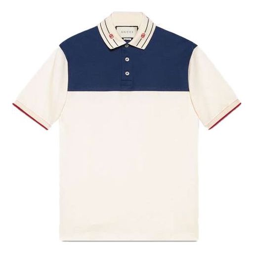 Polo skjorte Gucci Logo Trim Polo Hvid | 645259-XJC6J-9062