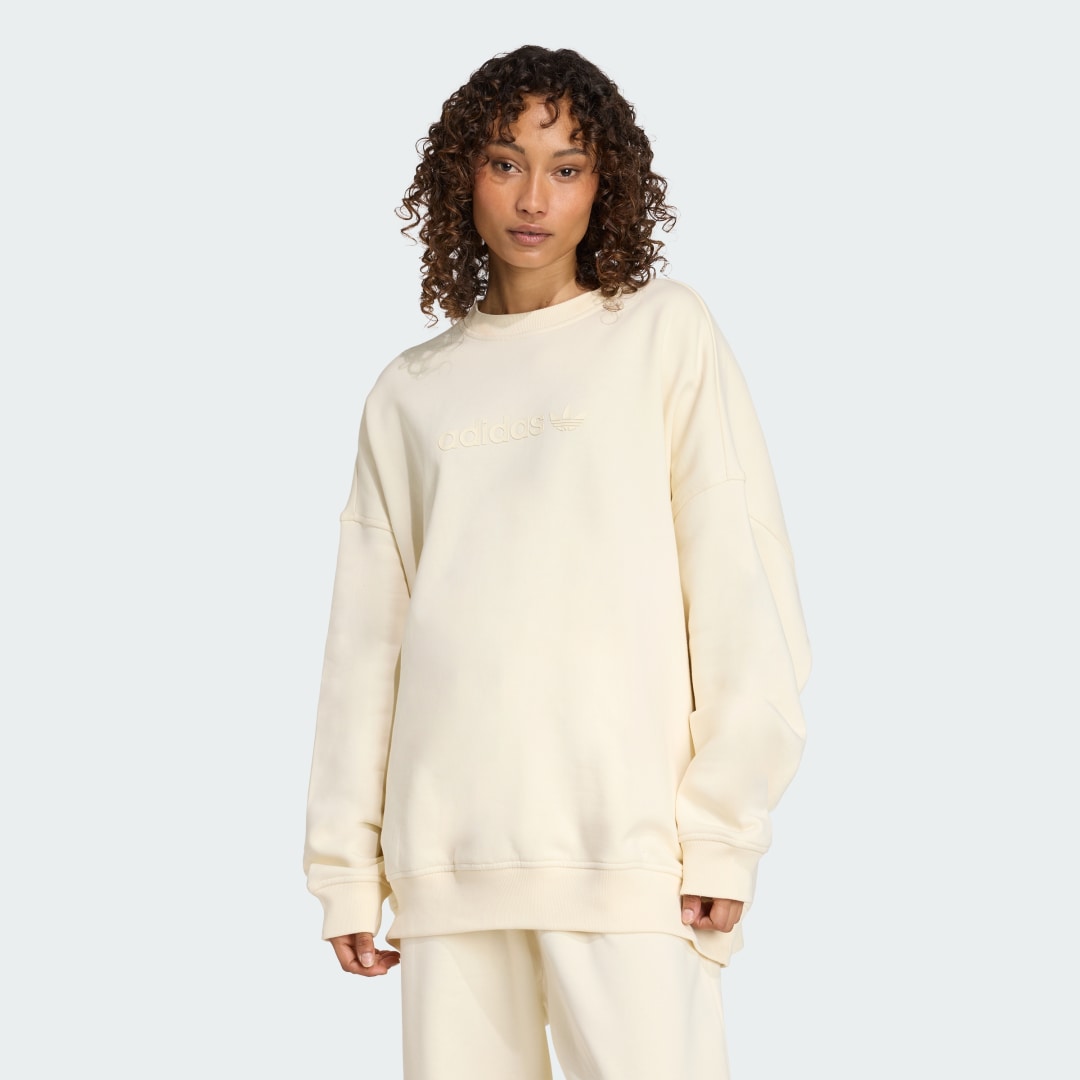 Sweatshirt adidas Performance Essentials Linear Oversized Crewneck Sweatshirt Beige | JW1016, 0