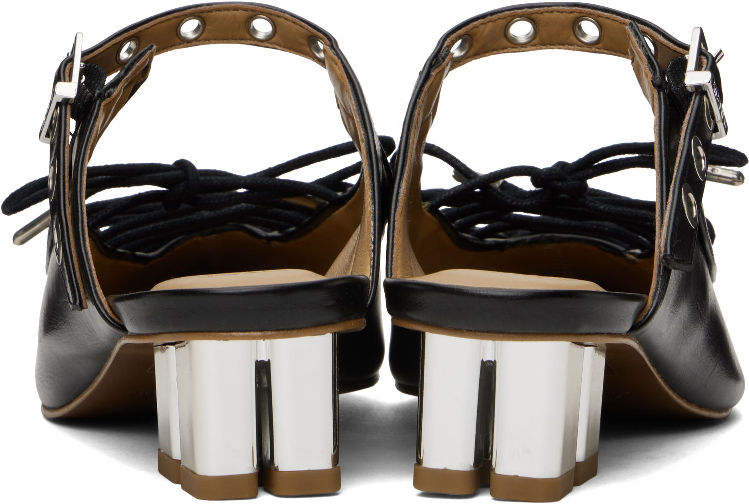 Sneakers og sko GANNI GANNI Oleatex Lace-Up Mules Sort | S2925, 1