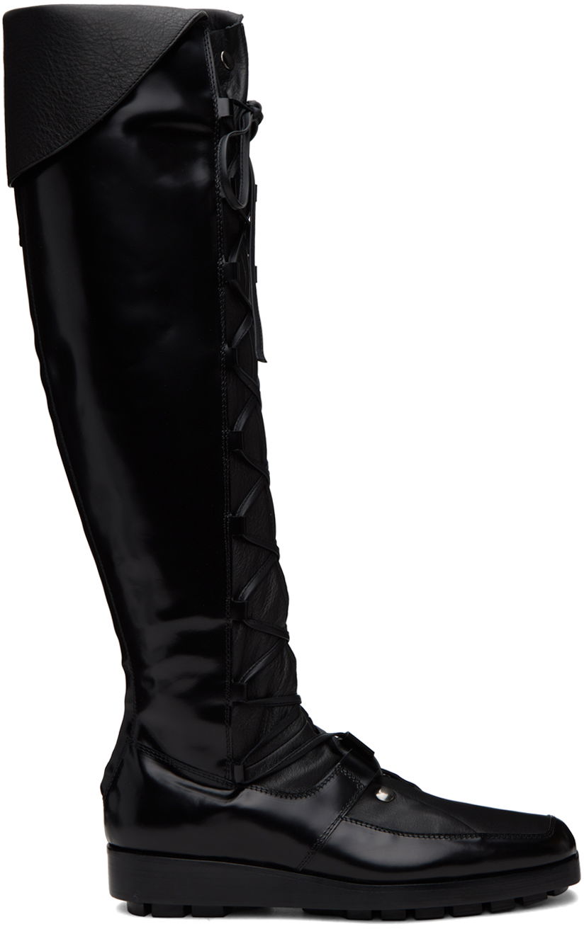Tøj KIKO KOSTADINOV Kiko Kostadinov Priam Lace-Up Knee-High Boots Sort | KKAW23FT02-96