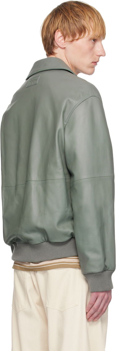 Bomberjakke MAISON KITSUNÉ Maison Kitsuné Leather Bomber Jacket Grøn | OM02129LR0019, 2