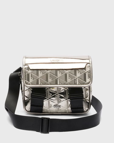 Skuldertaske Lacoste Metallic Embossed Geometric Messenger Bag Metalisk | NU4962BG-Q83, 2