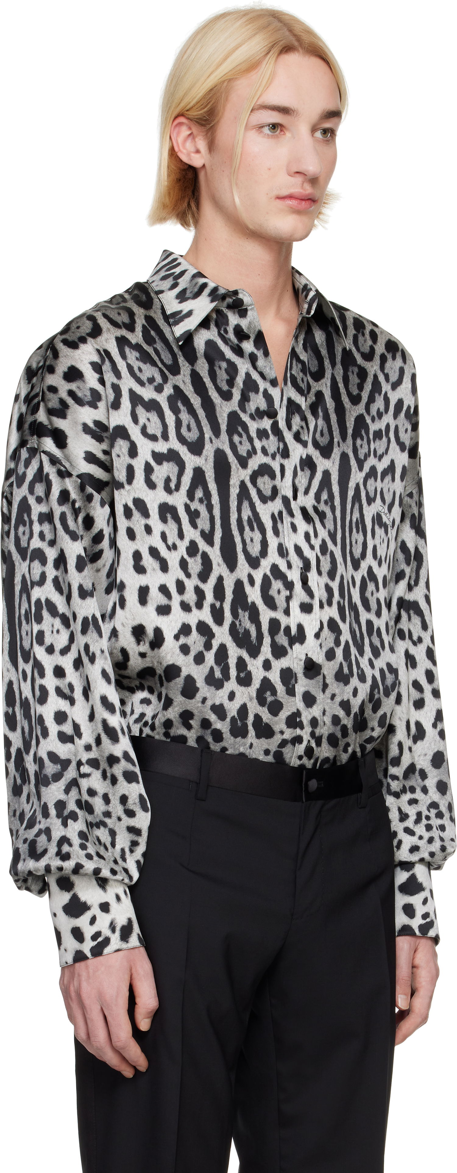 Skjorte Dolce & Gabbana Dolce&Gabbana Super-Oversize Leopard-Print Silk Shirt Hvid | G5MG0TIS1WT, 1