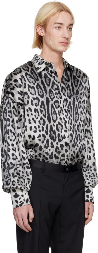 Skjorte Dolce & Gabbana Dolce&Gabbana Super-Oversize Leopard-Print Silk Shirt Hvid | G5MG0TIS1WT, 1