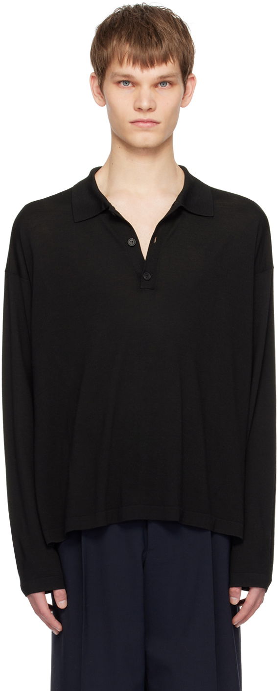 Polo skjorte The Row Long Sleeve Polo Sort | 268-Y590