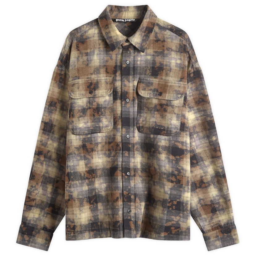 Skjorte Palm Angels Logo Checked Shirt Grå | PMGE043F24FAB0010903