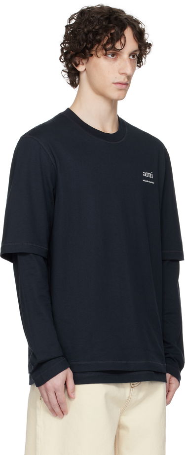 T-shirt AMI AMI Double Layered Long Sleeves T-Shirt Grøn | HTS248.JE0119, 4