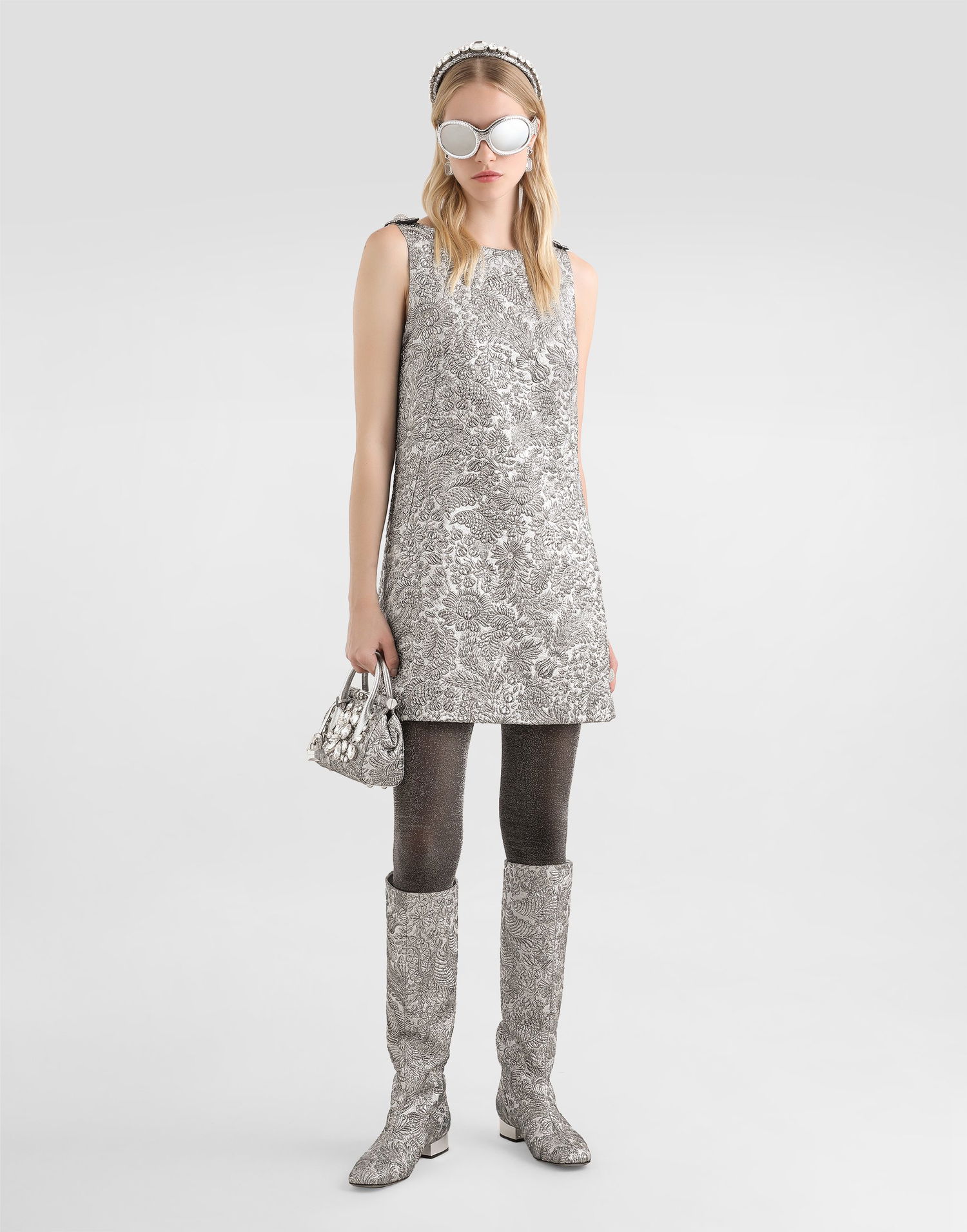 Kjole Dolce & Gabbana Dolce & Gabbana Floral Jacquard Dress Metalisk | F6TMLZFJZALS0998, 1