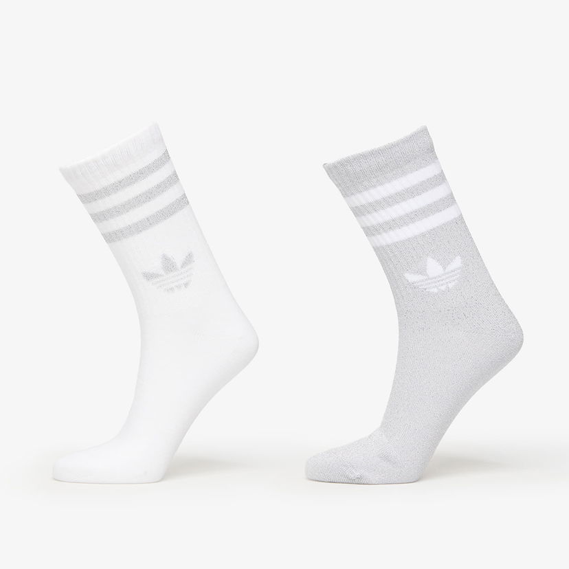 Sokker adidas Originals adidas 3-Stripes Glitter Crew Socks 2-Pack Hvid | JX5204
