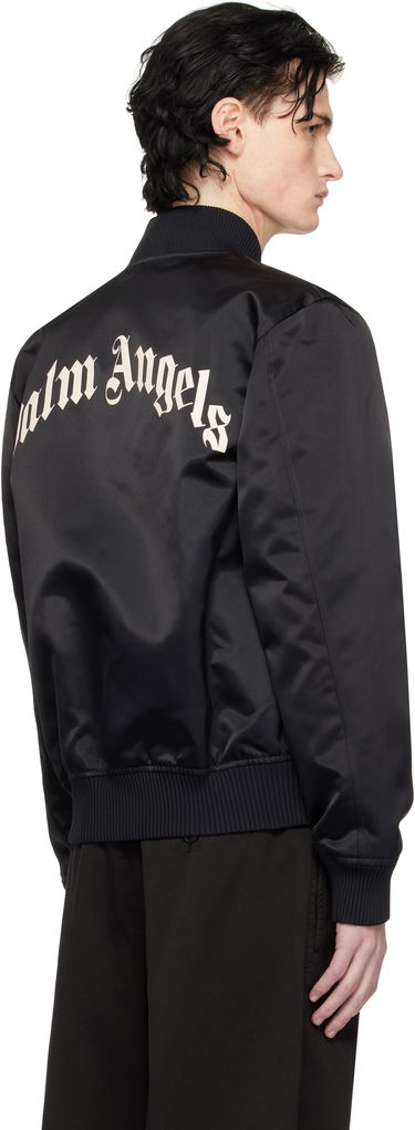 Bomberjakke Palm Angels Black Bomber Jacket With Logo Patch Sort | PMEH033S25FAB0011010, 2