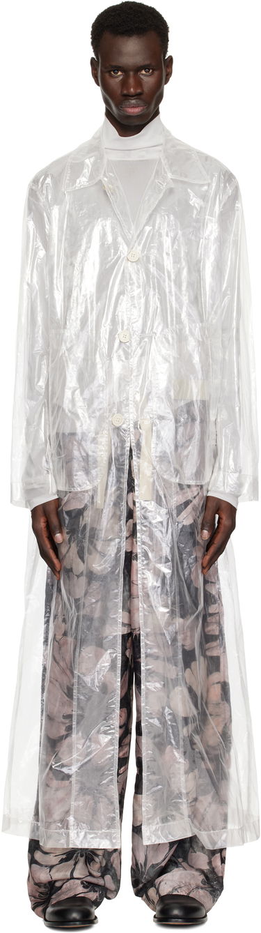 Regnfrakke Dries Van Noten Dries Van Noten Transparent Nylon Long Coat Hvid | 251-020213-1257, 0