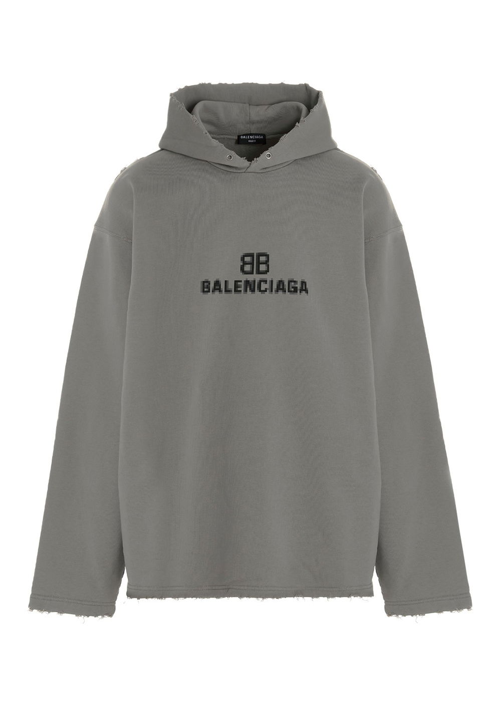 Sweatshirt Balenciaga Distressed BB Pixel Hoodie Grå | 661711TKVF68174, 0