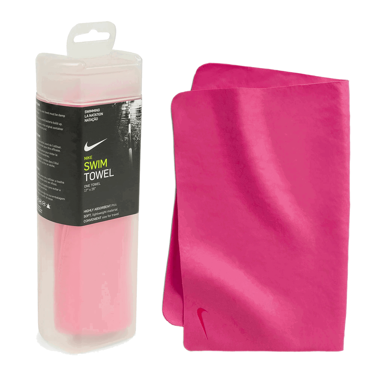 Sportsudstyr Nike HYDRO RACER Highly Absorbent PVA Soft Lightweight Travel Towel 17x26 Lyserød | NESS8165-673, 0