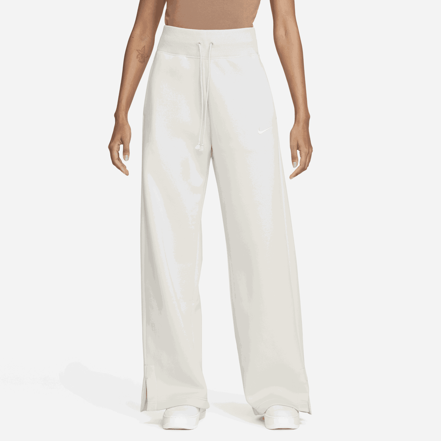 Joggingbukser Nike Sportswear Phoenix Fleece High-Waisted Wide Leg Tracksuit Bottoms Hvid | DQ5615-104, 0