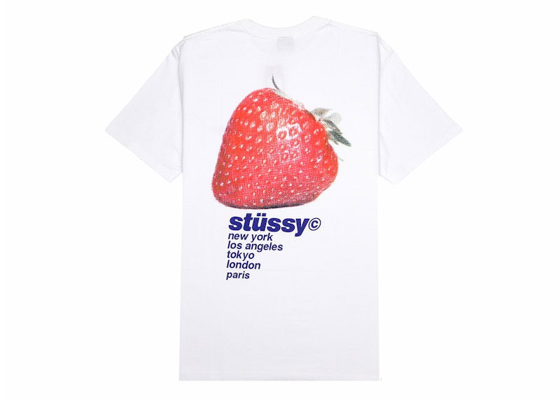 T-shirt Stüssy Strawberry Graphic Print T-Shirt Hvid | 1904769-WHT