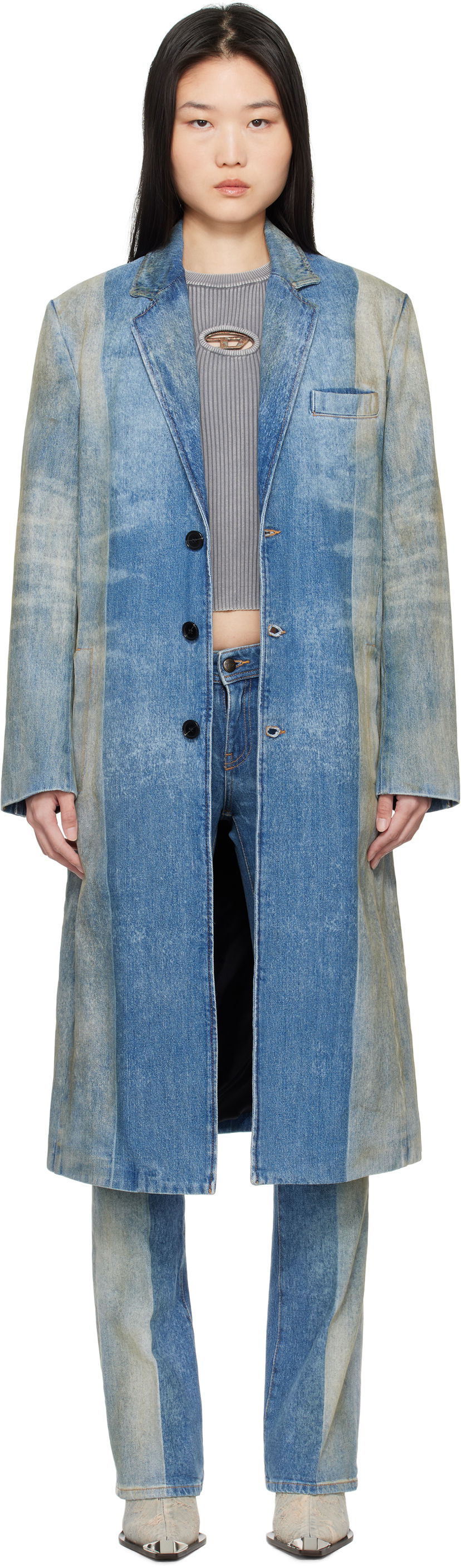 Trenchcoat Diesel Denim Blazer Coat Blå | A16830 09L04