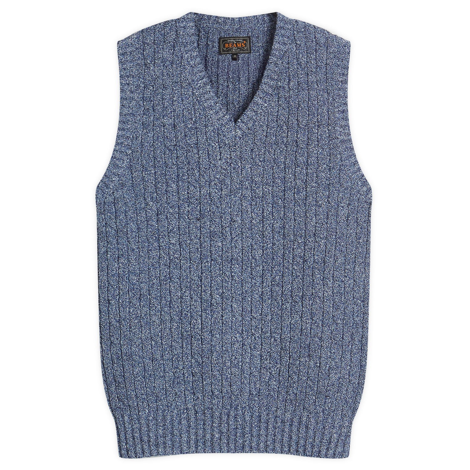 Sweater BEAMS Beams Plus Cable Vest, Size Large Blå | 3805-0053-156-79, 1