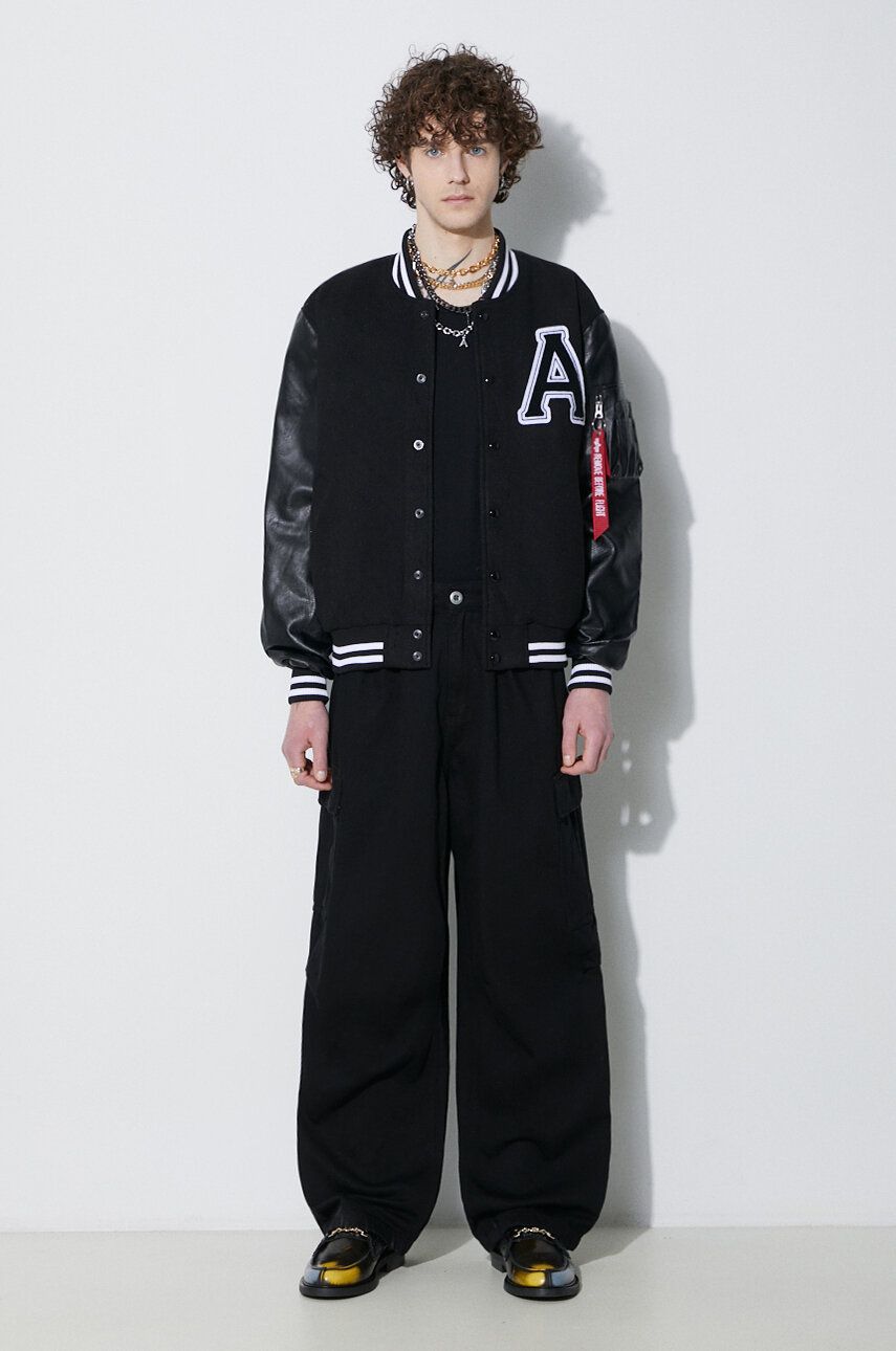 Bomberjakke Alpha Industries Alpha Industries College Bomber Jacket Sort | 146111, 1