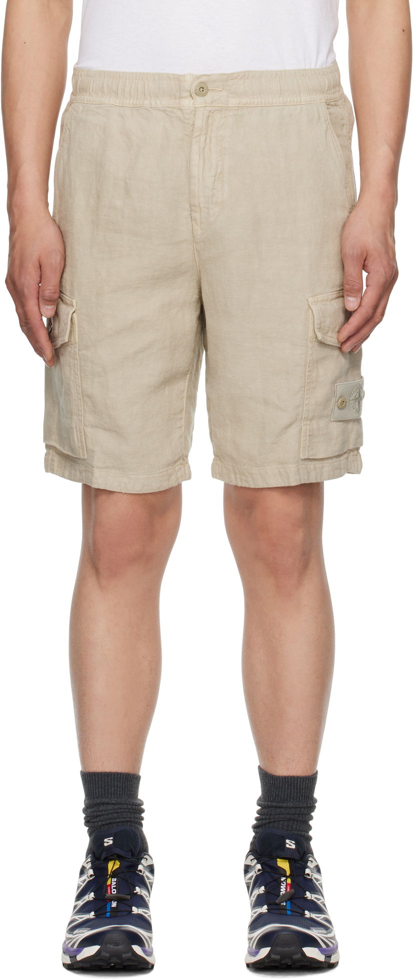 Shorts Stone Island Stone Island Diagonal Linen Shorts Beige | K1S15 L100001 S00F8