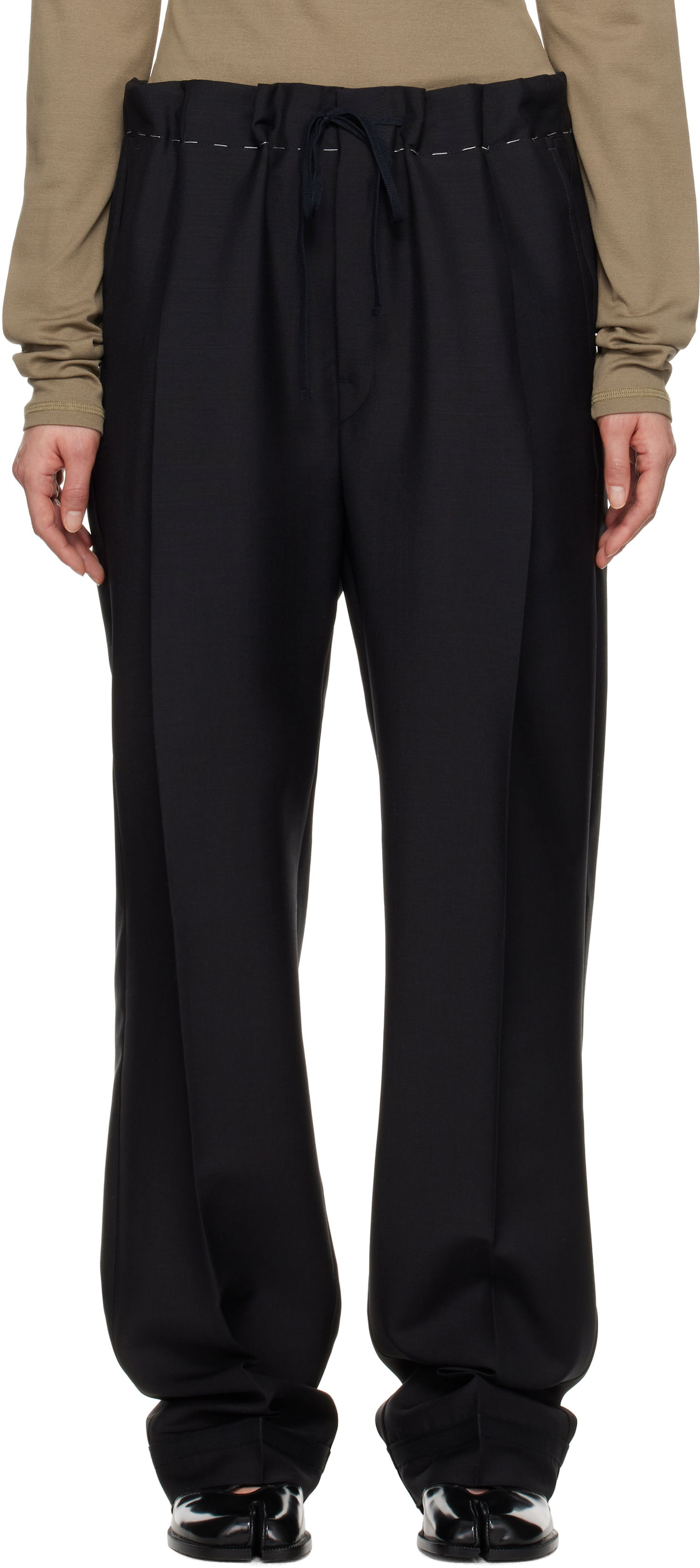 Bukser Maison Margiela Maison Margiela Wool Mohair Drawstring Trousers Sort | S51KA0602 M35301, 0
