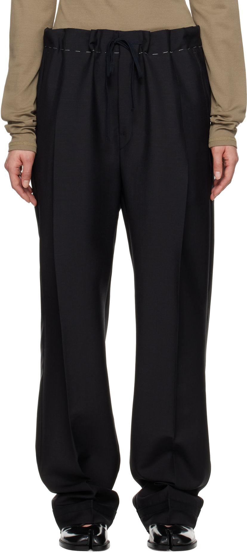 Bukser Maison Margiela Maison Margiela Wool Mohair Drawstring Trousers Sort | S51KA0602 M35301