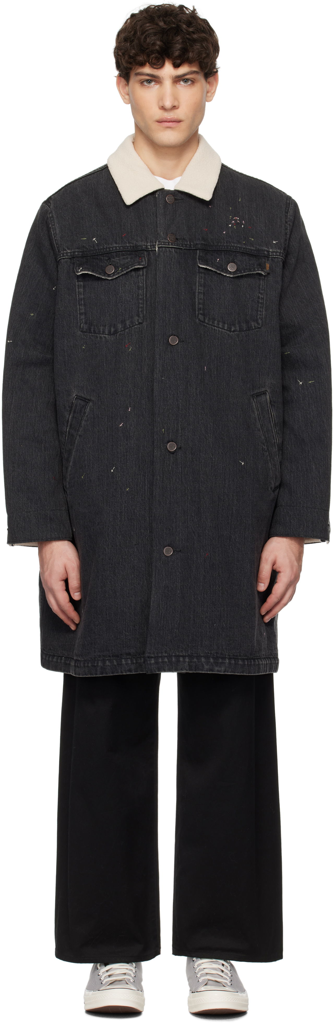 Frakker UNDERCOVER Undercover Sherpa Fleece-Lined Denim Coat Sort | UC2D4306, 0