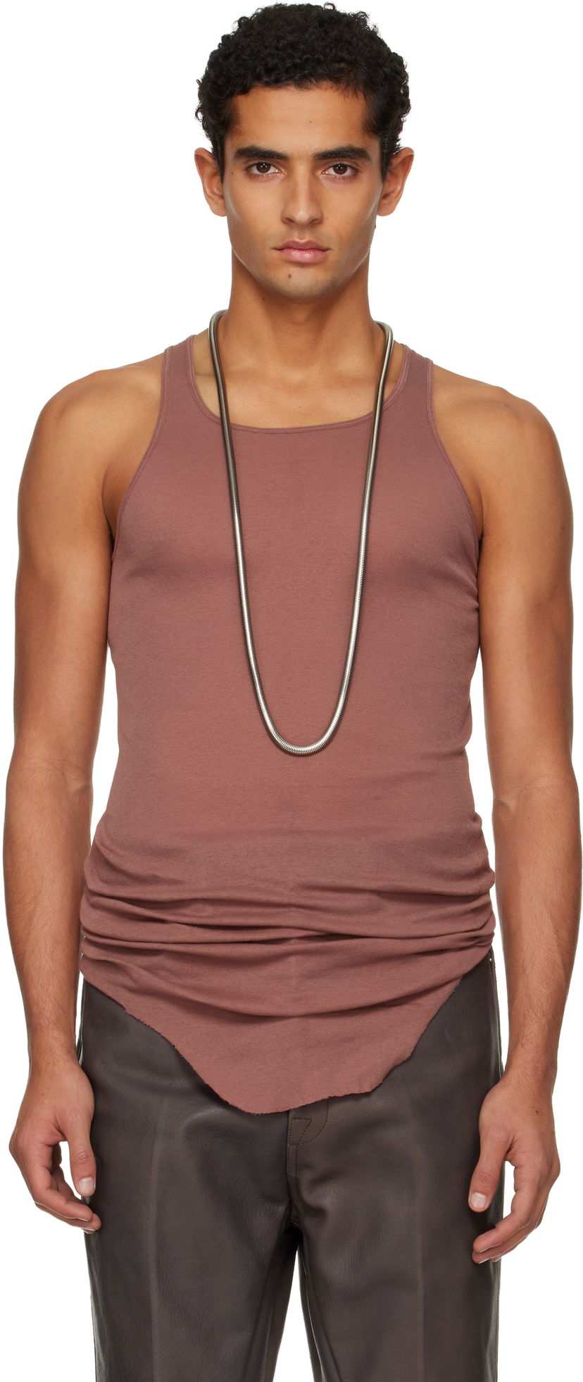 Tanktop Rick Owens Concordians Basic Rib Tank Top Brun | RU02E1150 MR
