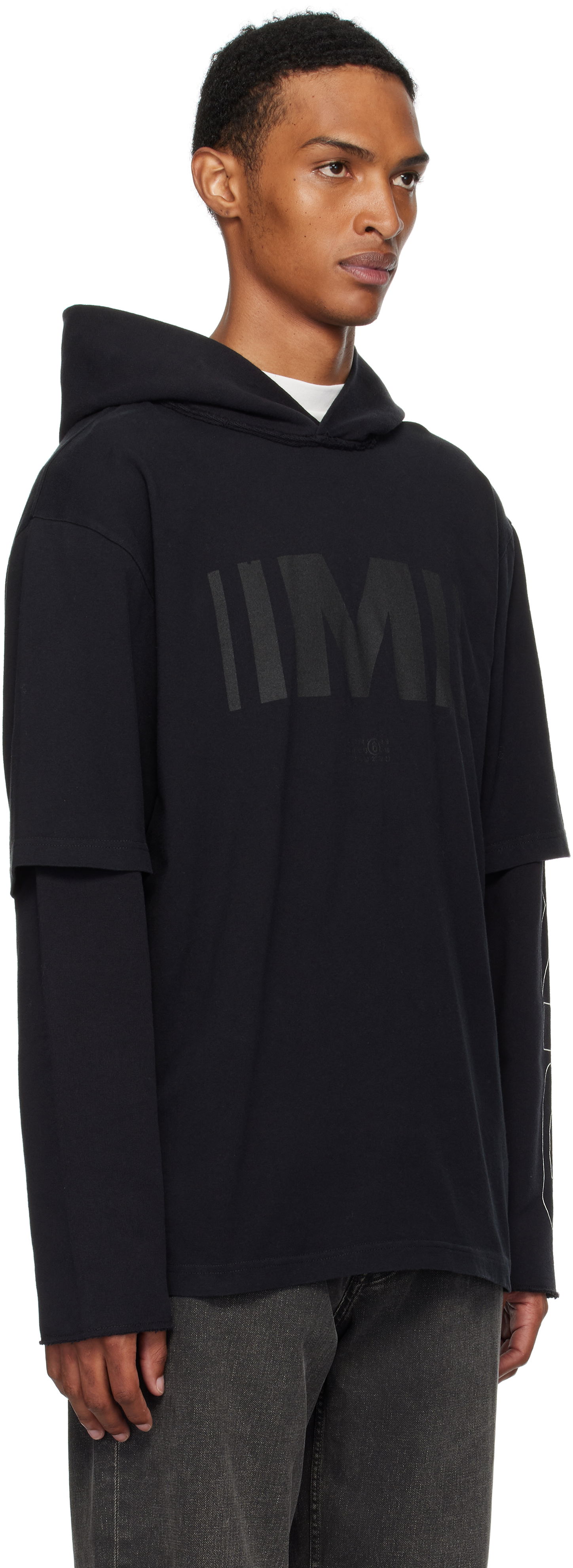Sweatshirt Maison Margiela MM6 Maison Margiela Printed Layered Hoodie Sort | SH0GU0032 M20050, 1