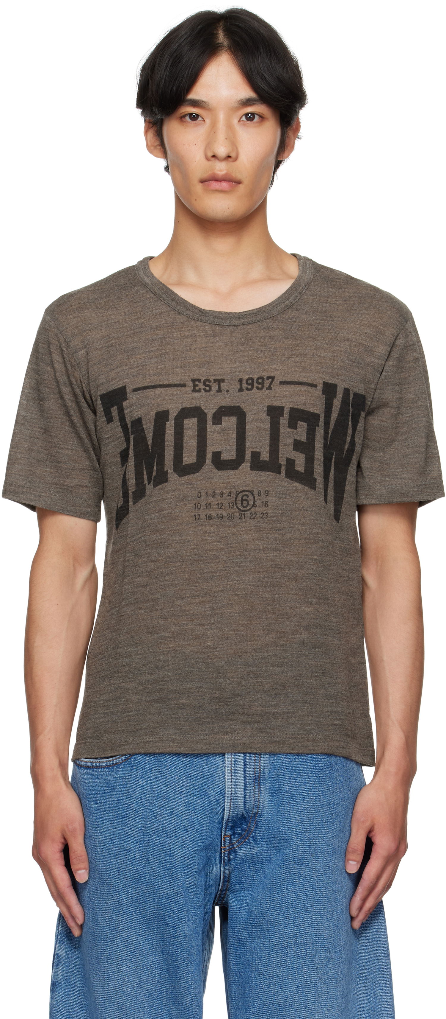T-shirt Maison Margiela MM6 Maison Margiela 'Welcome' Print T-Shirt Grå | SH0GC0055 M20123, 0