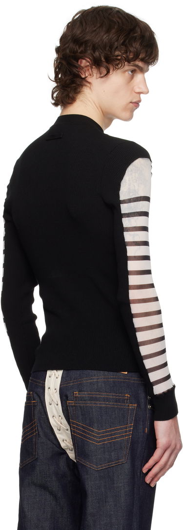 Sweater Jean Paul Gaultier Jean Paul Gaultier Bi-Material Marinière Striped Sweater Sort | 25/33-F-PL069-T574-0100, 2