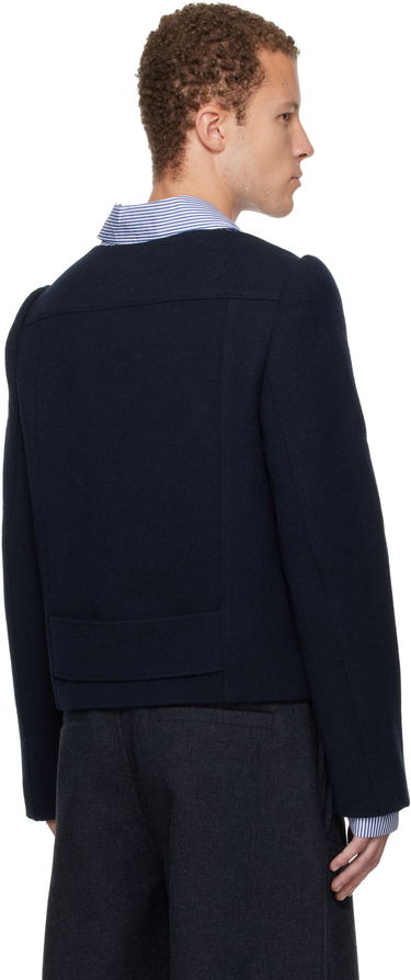 Sweater Dries Van Noten Wool Square-Neck Pullover Mørkeblå | 252-020763-2197, 2