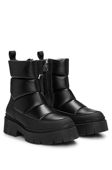 Tøj og tilbehør BOSS Quilted Faux-Leather Boots Sort | 50529838