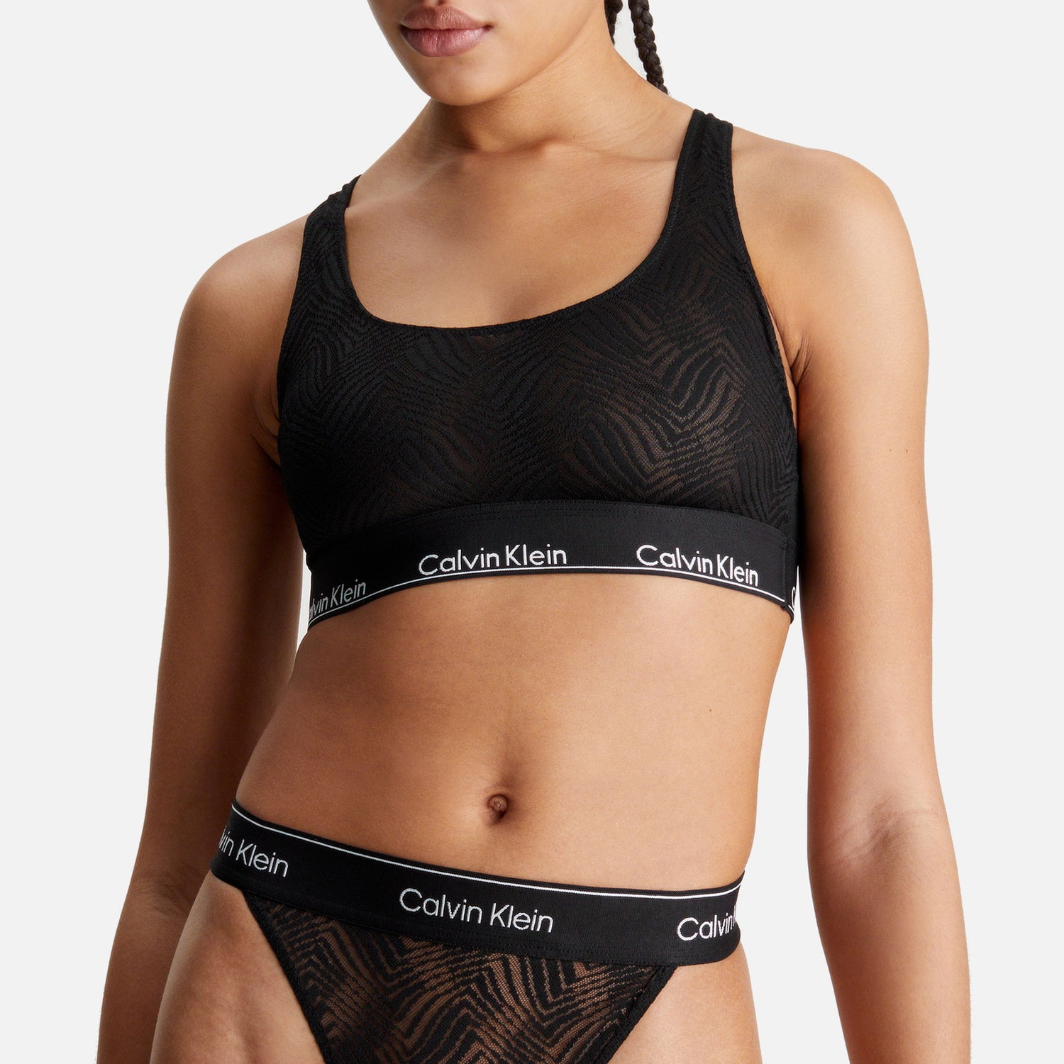Tøj og tilbehør CALVIN KLEIN Modern Semi-Sheer Stretch-Lace Unlined Bralette - XS Sort | 000QF7708EUB1, 1